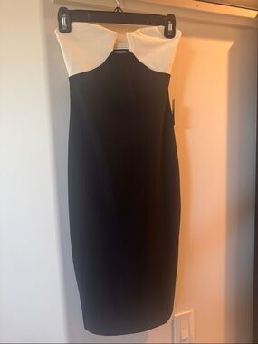 Express Strapless Black and Cream Colorblock Sheath Dress